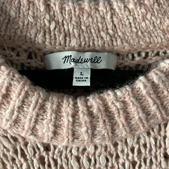 Madewell pink Baez wool/alpaca crewneck pullover sweater size large - Picture 7 of 8